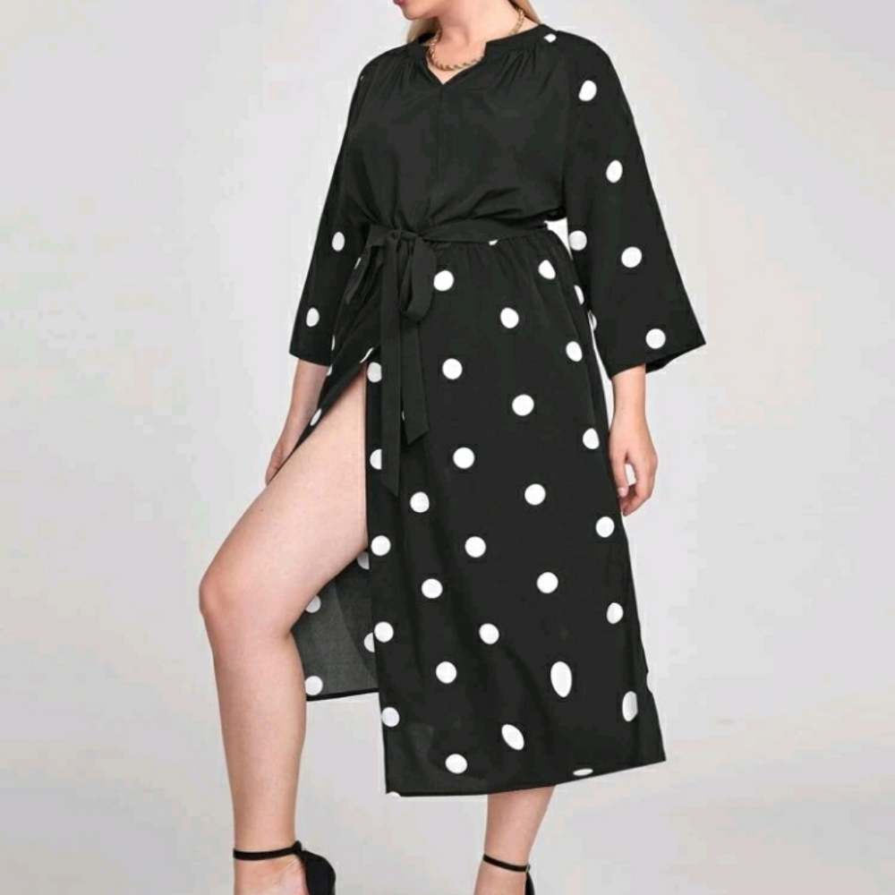 NEW Plus Polka Dot Elegant Dress - Picture 4 of 5